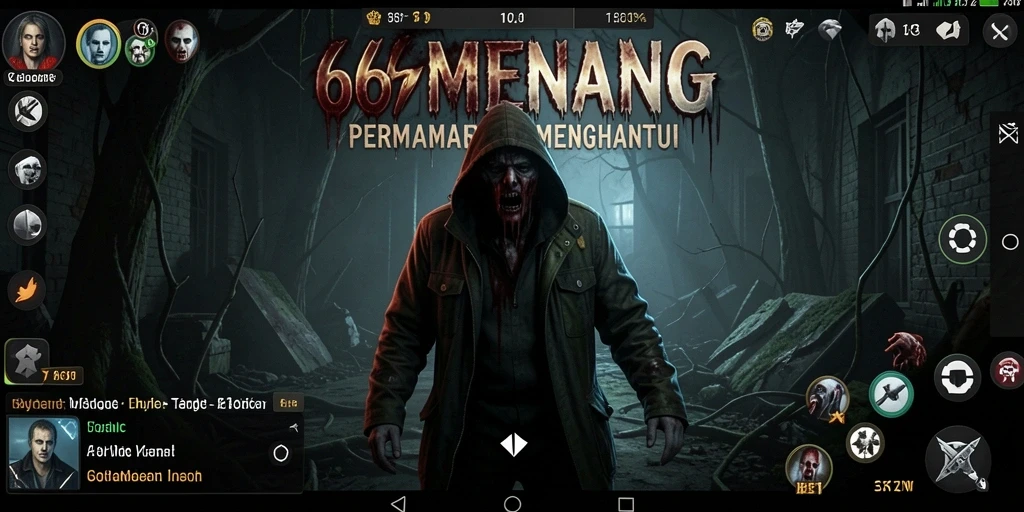 Screenshot gameplay 66MENANG dengan suasana horror yang mencekam.