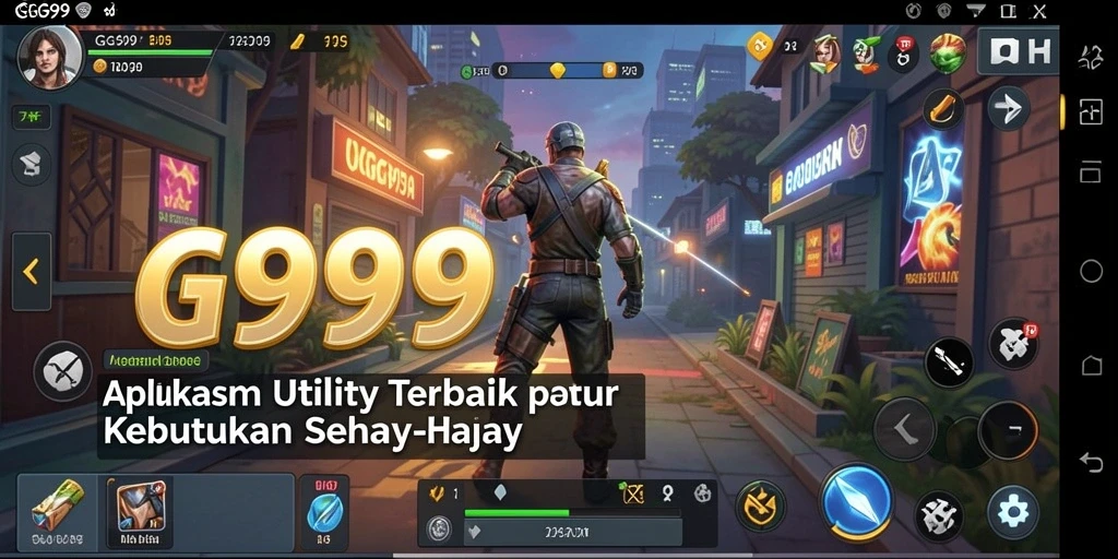 Tangkapan layar utama GG999 menampilkan interface aplikasi dengan fitur utility.