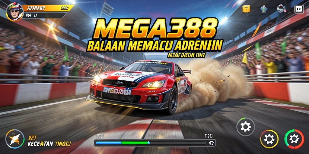 Tampilan gameplay MEGA388 yang seru dan mendebarkan dalam balapan.