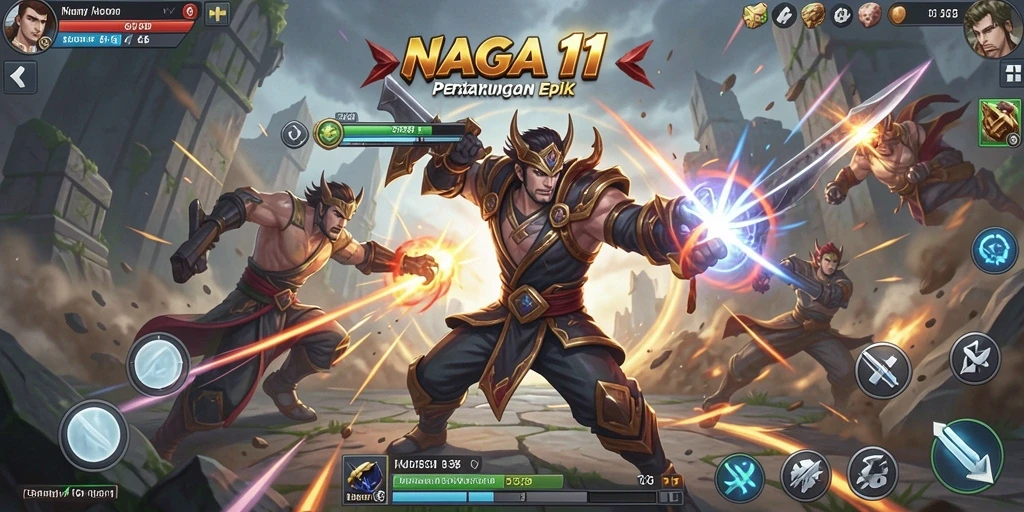 Gameplay NAGA11 yang intens dan menegangkan saat pertarungan.