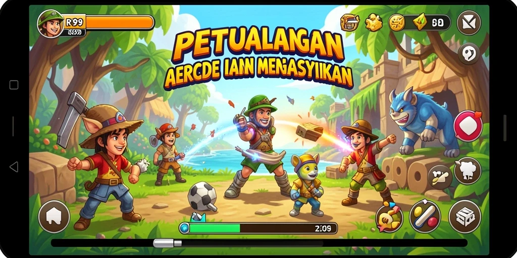 Screenshot utama RT99 menampilkan aksi gameplay arcade yang mendebarkan.