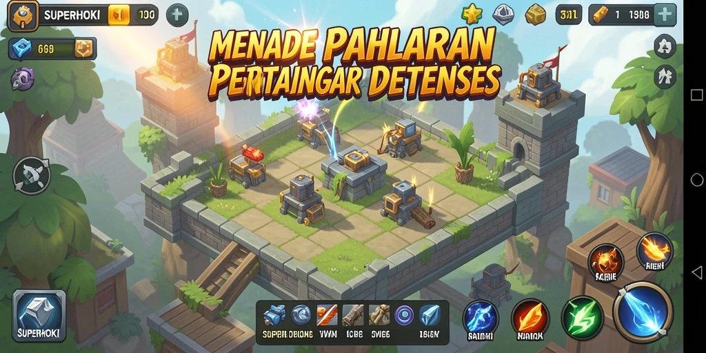 Tampilan gameplay SUPERHOKI yang seru dan menantang dalam Tower Defense.