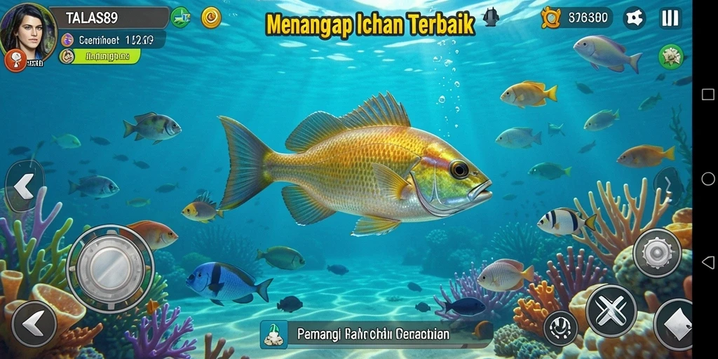Gameplay TALAS89 menampilkan keseruan menangkap ikan di alam yang indah.
